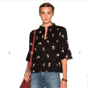 Ulla Johnson Black Floral 'CHARLOTTE' top Size 2